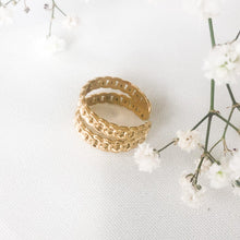 Charger l&#39;image dans la galerie, Bague moyenne double chaîne en acier inoxydable doré - modèle ajustable-Lany-bijoux
