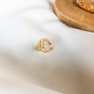 Bague pièce avec une d'étoile en acier inoxydable doré - modèle ajustable Lalie-Lany-bijoux