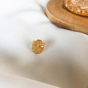 Bague pièce avec une d'étoile en acier inoxydable doré - modèle ajustable Lalie-Lany-bijoux