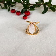 Charger l&#39;image dans la galerie, Bague pierre blanche sertie de deux anneaux en acier inoxydable doré-bague-Lany-bijoux
