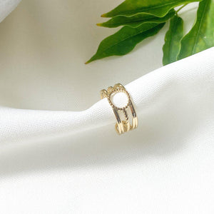 Bague tendance trois anneaux avec cercle ajouré en acier inoxydable doré - modèle ajustable-Lany-bijoux
