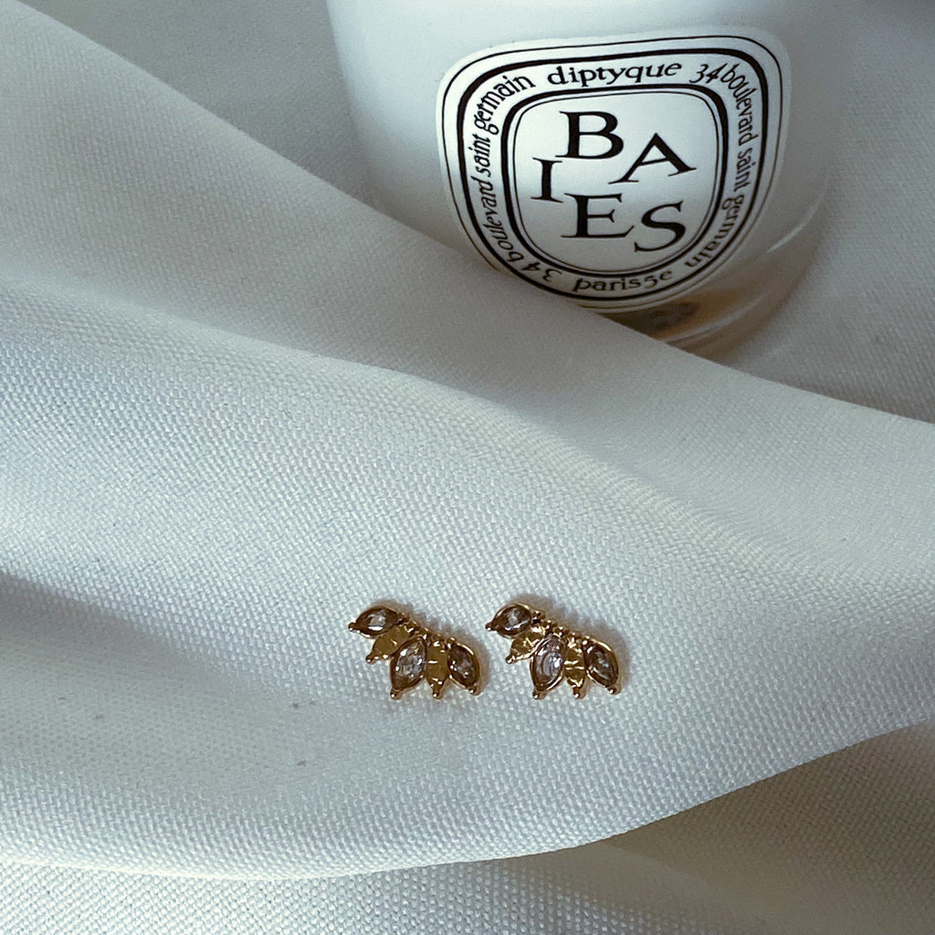 Boucles d'oreilles puces fleurs en acier inoxydable doré.-Boucles d'oreilles-Lany-bijoux