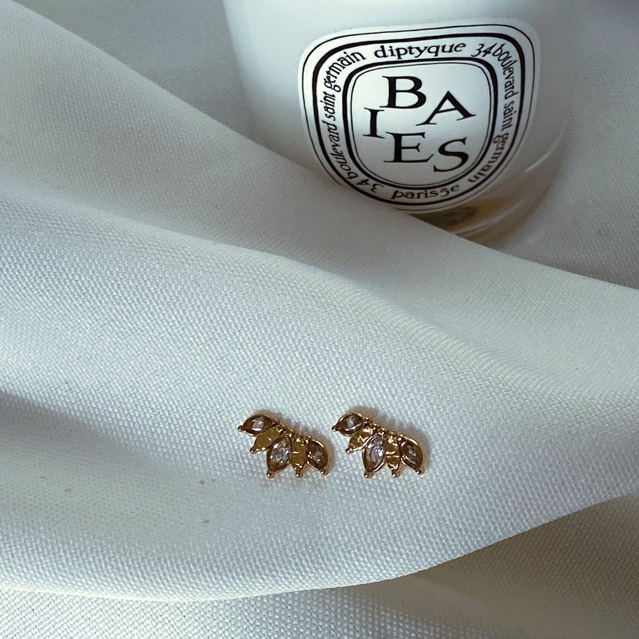 Boucles d'oreilles puces fleurs en acier inoxydable doré.-Boucles d'oreilles-Lany-bijoux