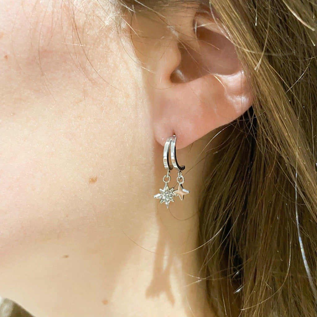 Boucles étoiles argentées-Lany-bijoux