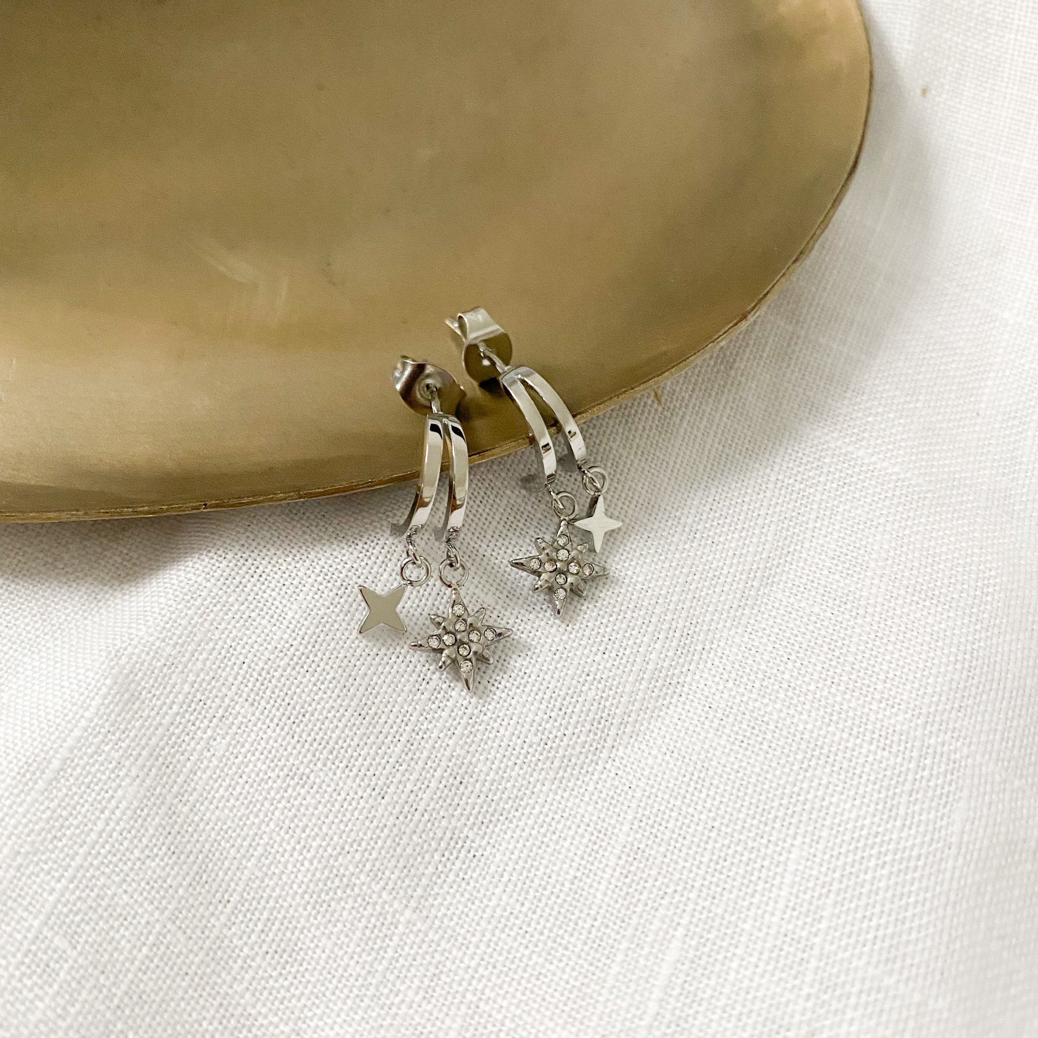 Boucles étoiles argentées-Lany-bijoux