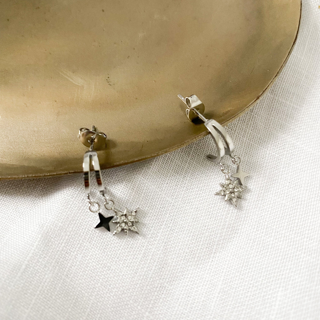 Boucles étoiles argentées-Lany-bijoux