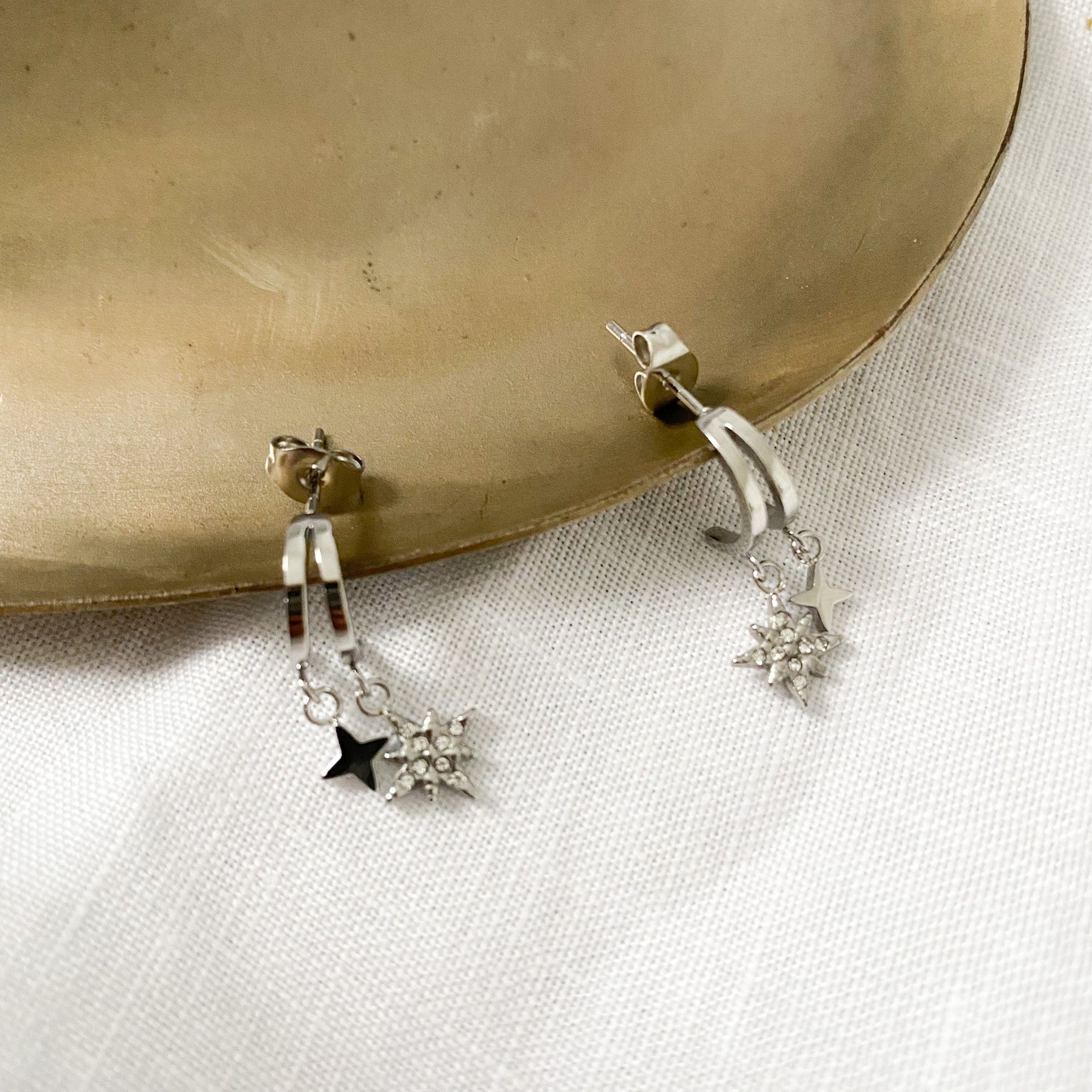 Boucles étoiles argentées-Lany-bijoux