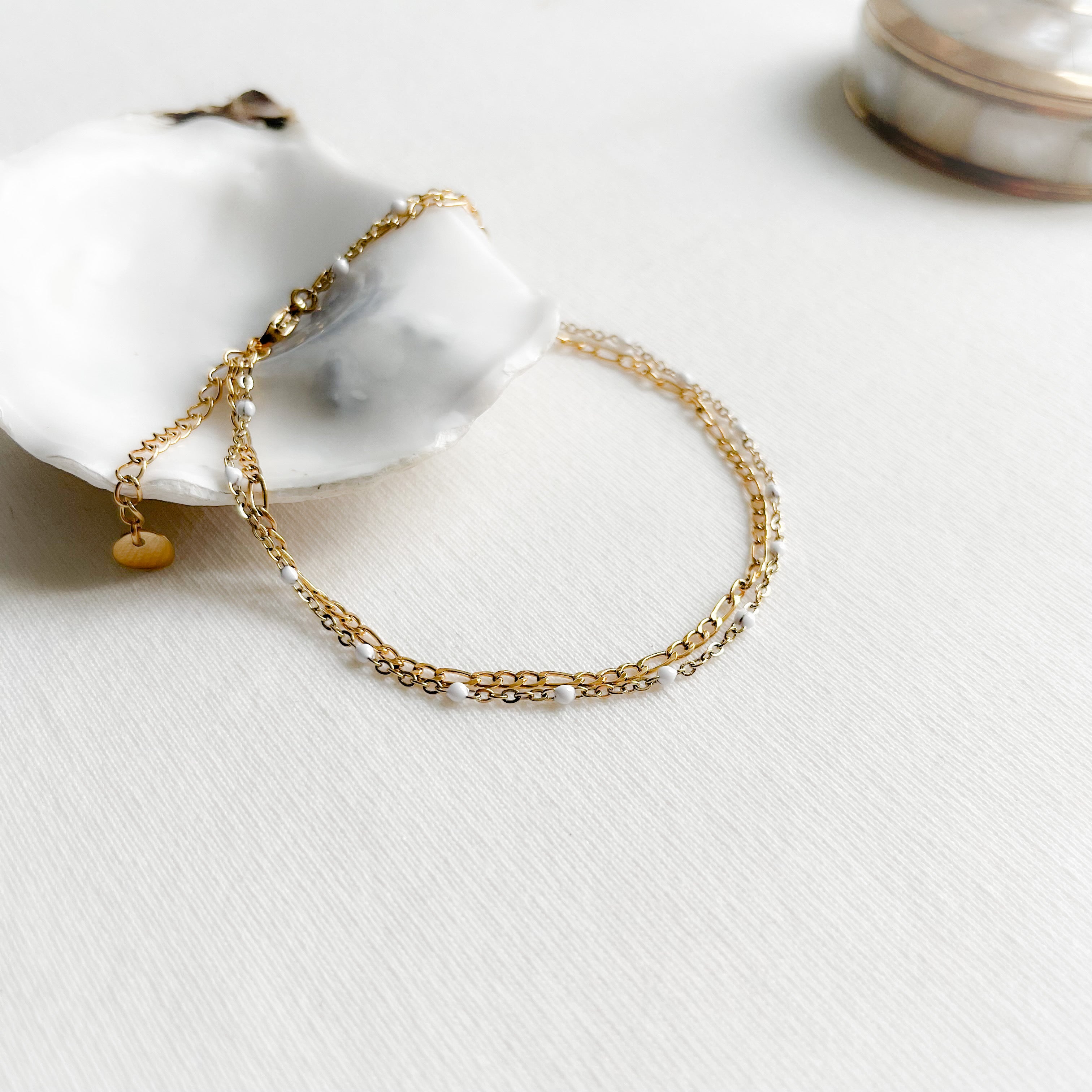 Bracelet Cheville Ana - blanc - Lany-bijoux