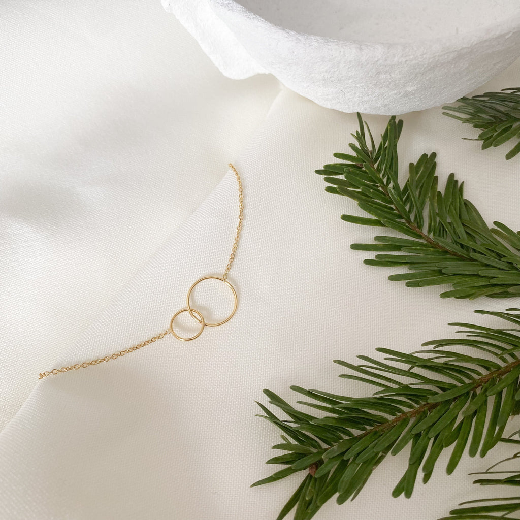 Bracelet mailles fines composé de deux cercles entrelacés - Acier inoxydable doré-Lany-bijoux