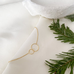 Bracelet mailles fines composé de deux cercles entrelacés - Acier inoxydable doré-Lany-bijoux