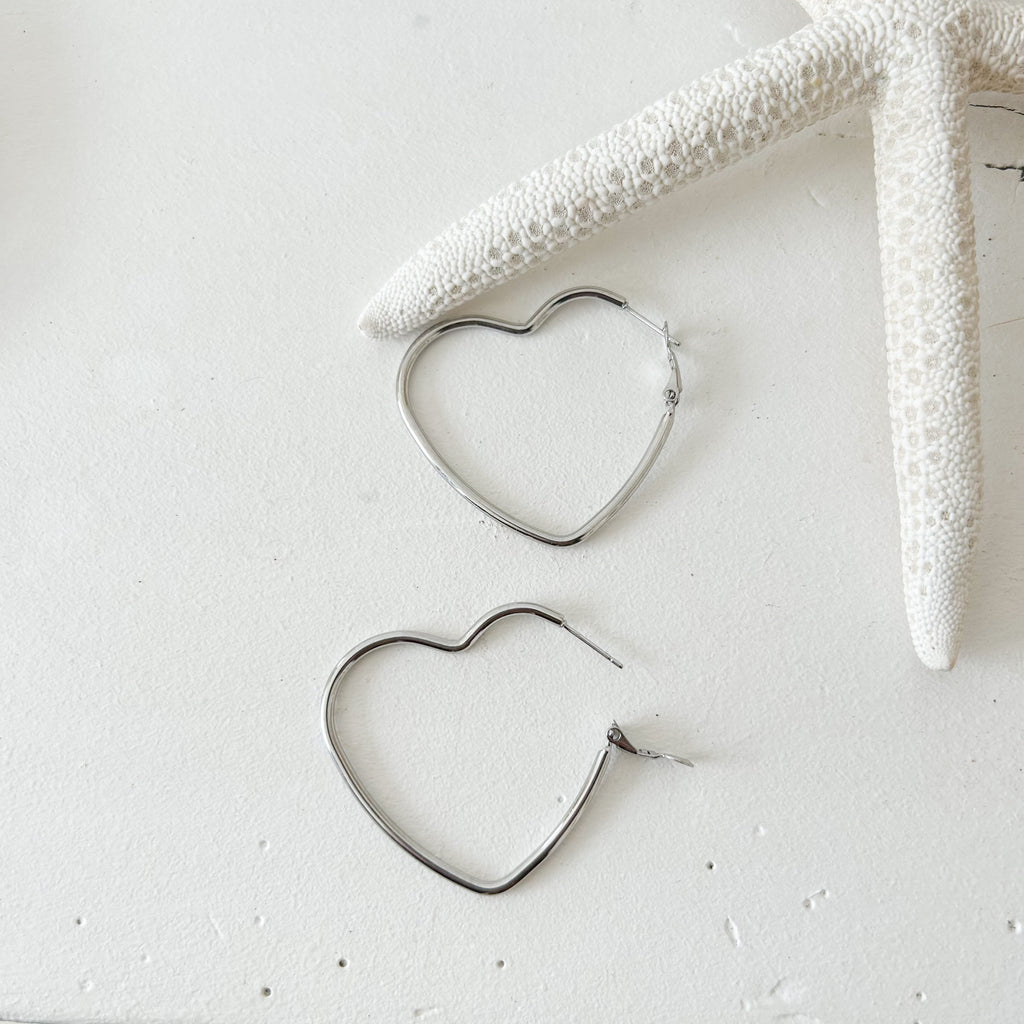 Créoles coeurs Jasma argentées - Lany-bijoux