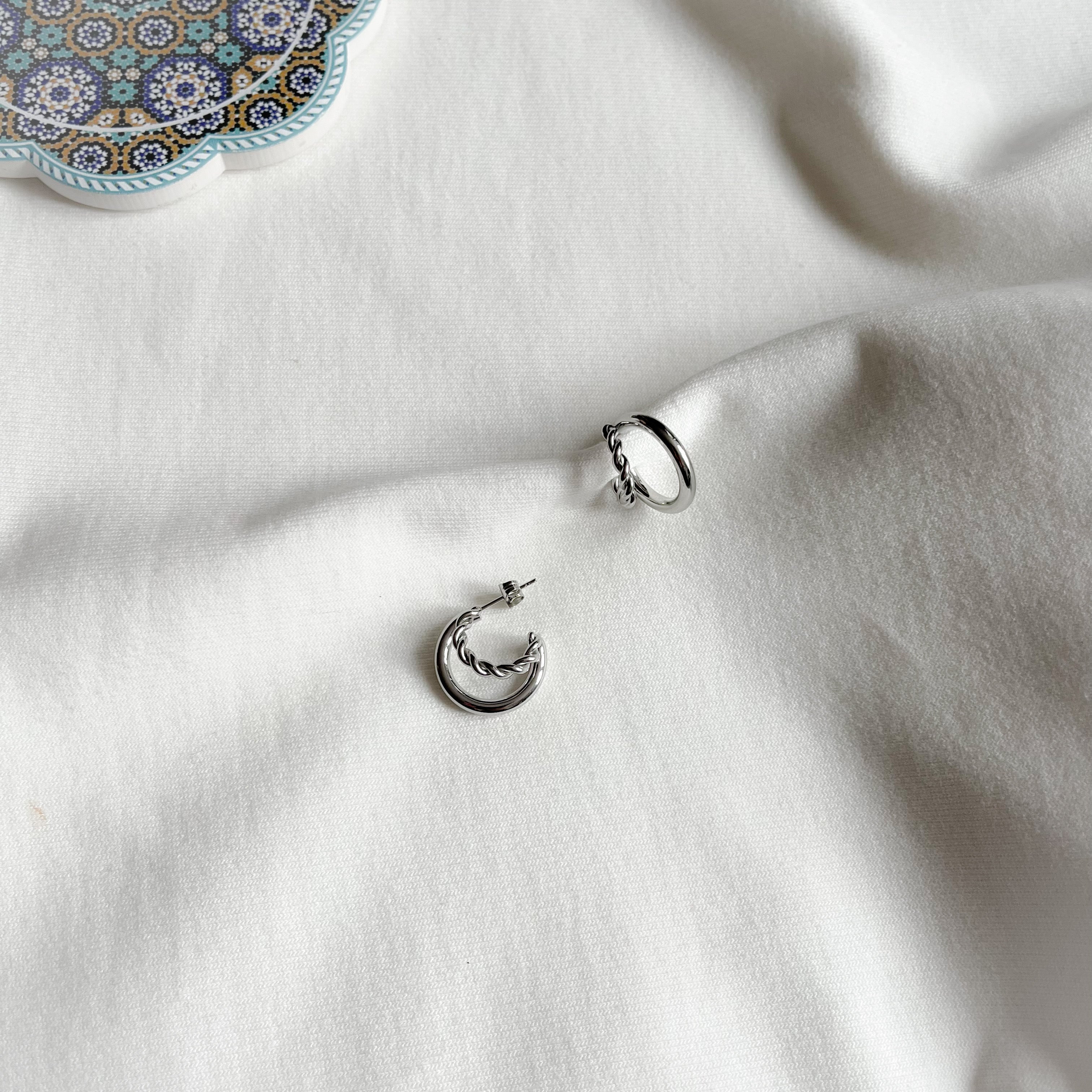 Créoles doubles Iria-boucles d'oreilles-Lany-bijoux