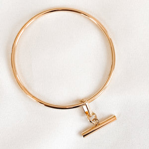 Jonc doré avec papille petite barre dorée en acier inoxydable-Lany-bijoux
