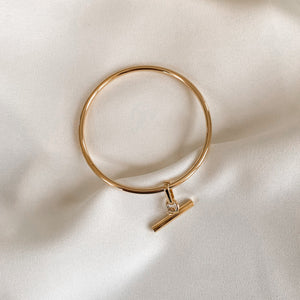 Jonc doré avec papille petite barre dorée en acier inoxydable-Lany-bijoux