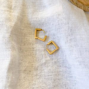 Petites créoles carrées en acier inoxydable doré-Lany-bijoux