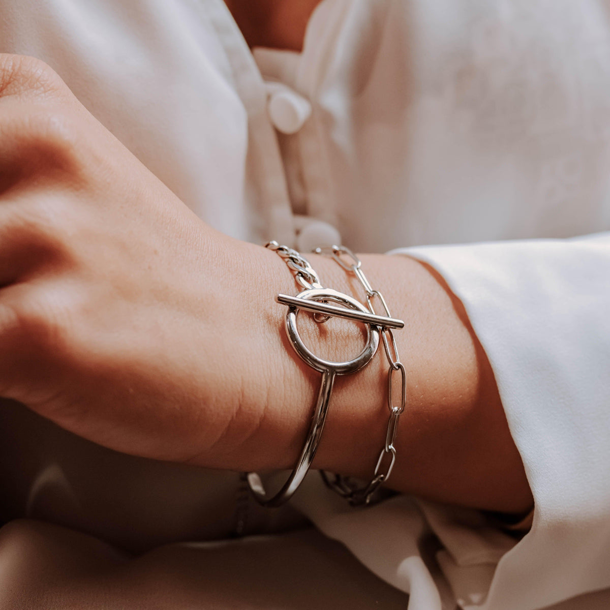 Bracelet Sula grosses mailles en acier inoxydable argenté – Lany-bijoux