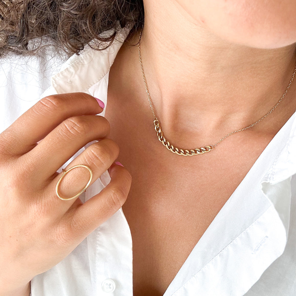Collier Prune en acier inoxydable doré – Lany-bijoux