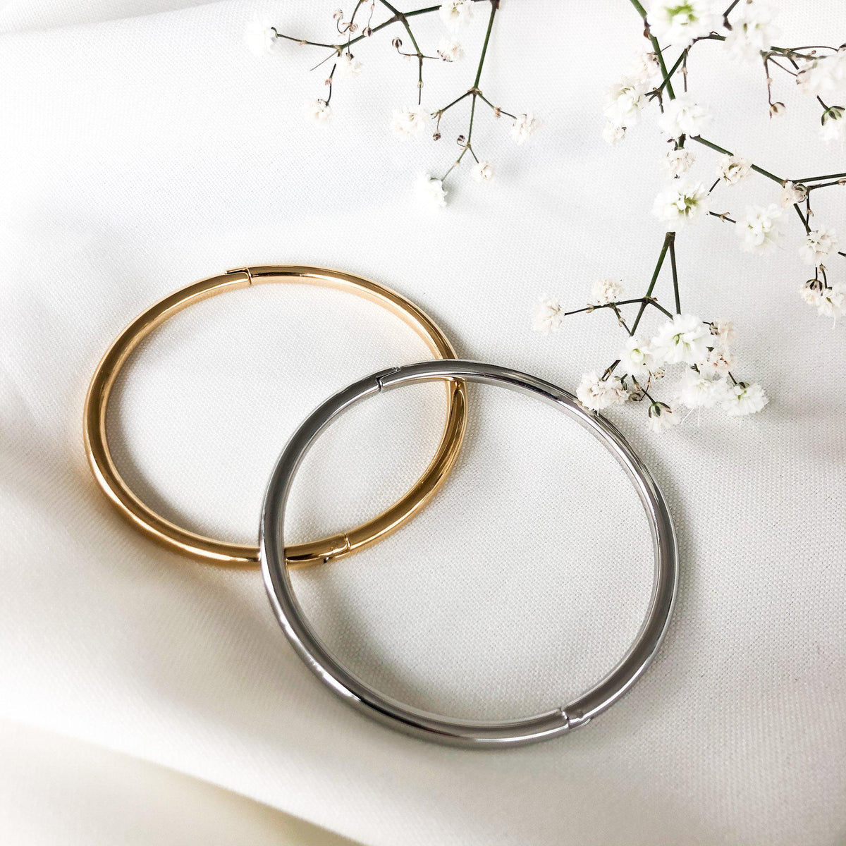 Jonc Adel rond en acier inoxydable argenté – Lany-bijoux